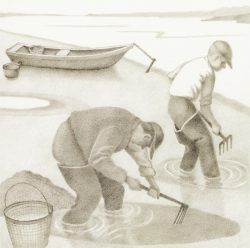 Reproduction "Clamming on the Black Hall River"