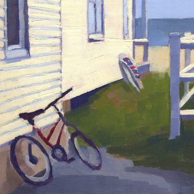 Detail of painting "Cottage with Bicycle"