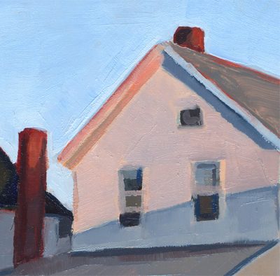 Detail of painting "Cottages, Hawk's Nest, Twilight #1"