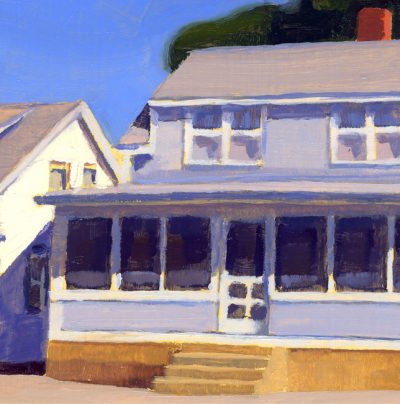 Catherine Christiano, Cottages, White Sands Beach #2, 2014, oil on panel, 4 1/4 x 6 inches. Photo credit: Catherine Christiano.
