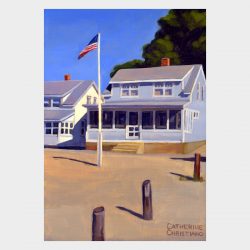 Catherine Christiano, Cottages, White Sands Beach #3, 2014, oil on panel, 6 x 4 1/4 inches. Photo credit: Catherine Christiano.