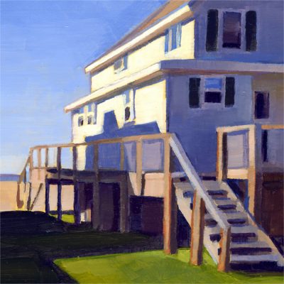 Catherine Christiano, Cottages, White Sands Beach #5, 2014, Oil on panel, 4 1/4 x 6 inches. Photo credit: Catherine Christiano.